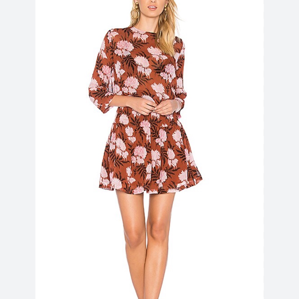 Ganni Monette Georgette Dress In Brandy Brown Size 42